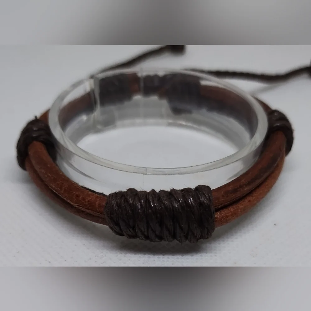 Men's Bracelet Leather‎ Layered Brown New f40